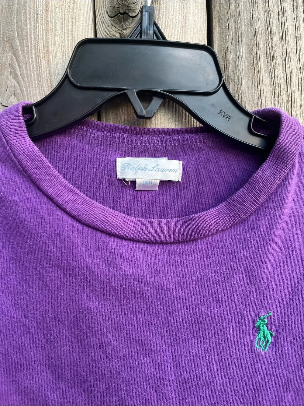 Ralph Lauren Purple Short Sleeve Kids Tee with Green Pony